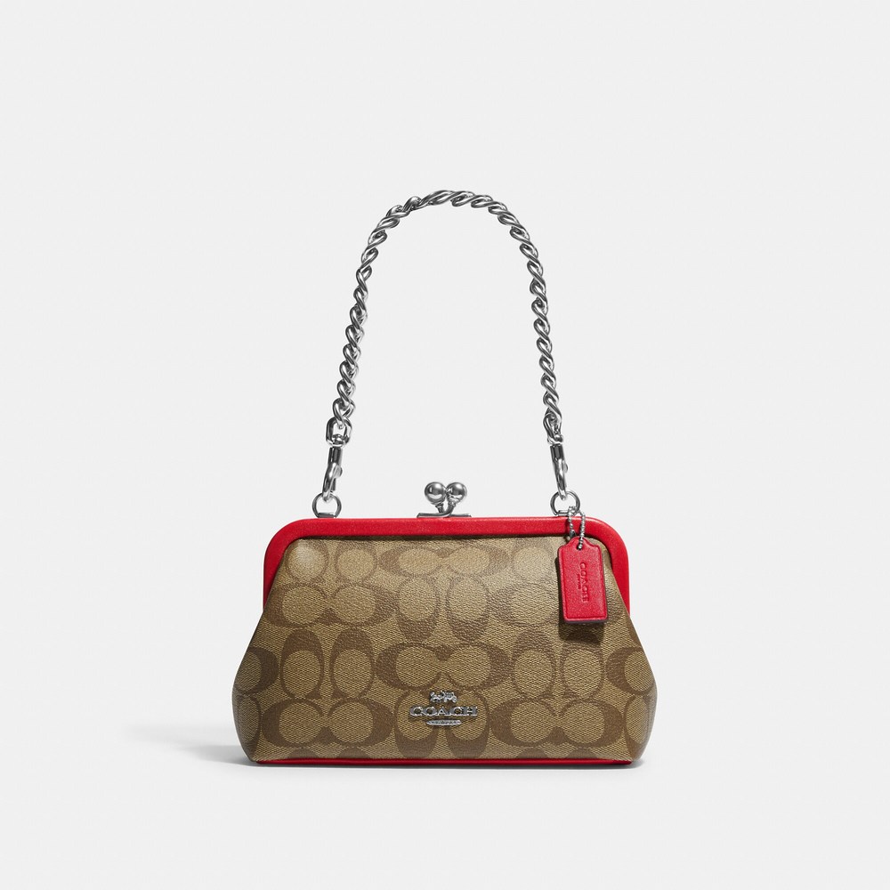 NWT Coach Outlet Nora Kisslock Crossbody In Signature Canvas - Picture 1 of 6